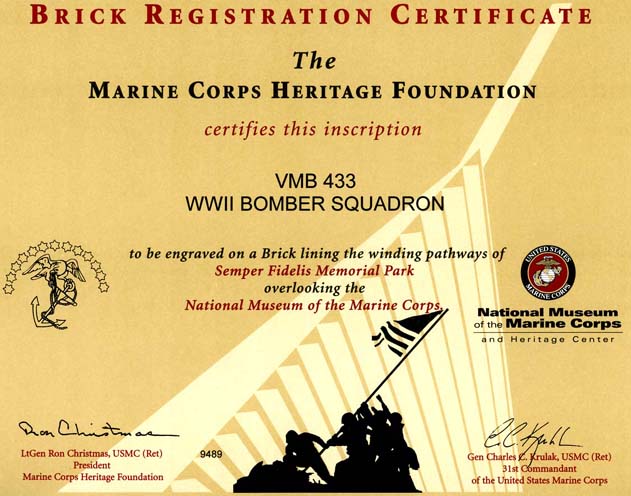 VMB-433 Memorial Brick: Marine Corps Heritage Foundation